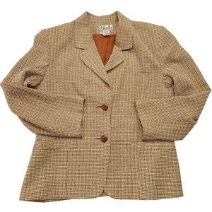 Rafaella Vintage Brown White Textured Blazer Jacket womens Size 12